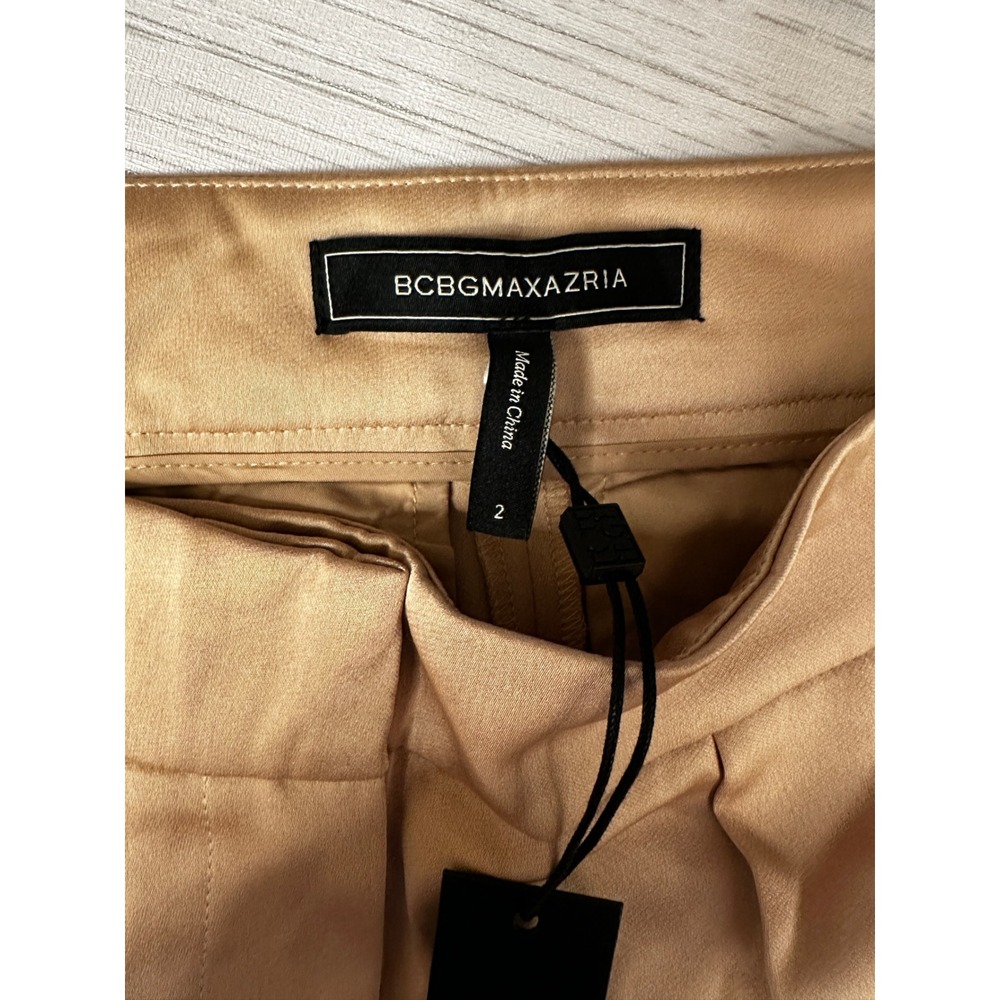 BCBGMAXAZRIA Dusty Pink Satin Wide Leg Pleated Trousers Pants 2W07B08 Size 2 NEW - Picture 3 of 8